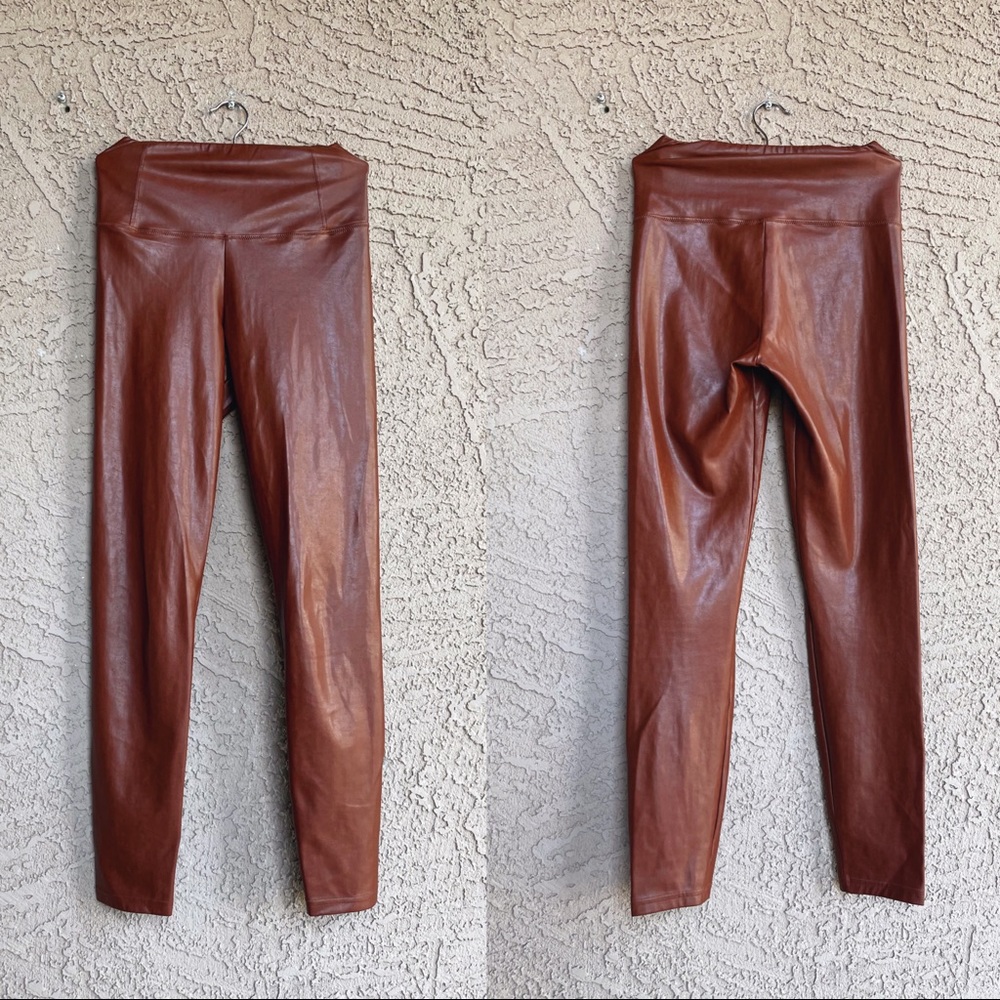 ARITZIA WILFRED Brown Vegan Leather Faux Leather Leggings Daria Pant Sz XS - Picture 6 of 16